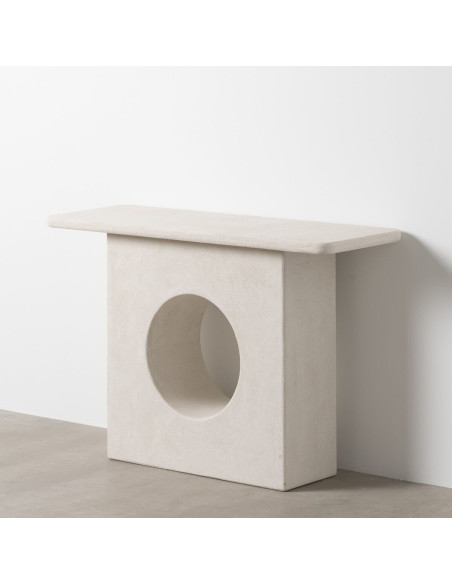 Console minimaliste Rectangulaire en Bois Blanc Effet rugueux Wilma - 2
