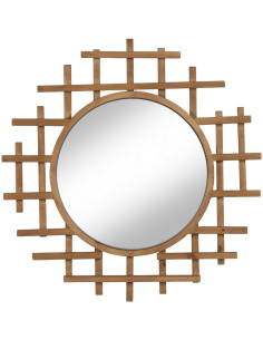 Miroir mural original Rond 64x62 en Bois de sapin Naturel Xyris - 1