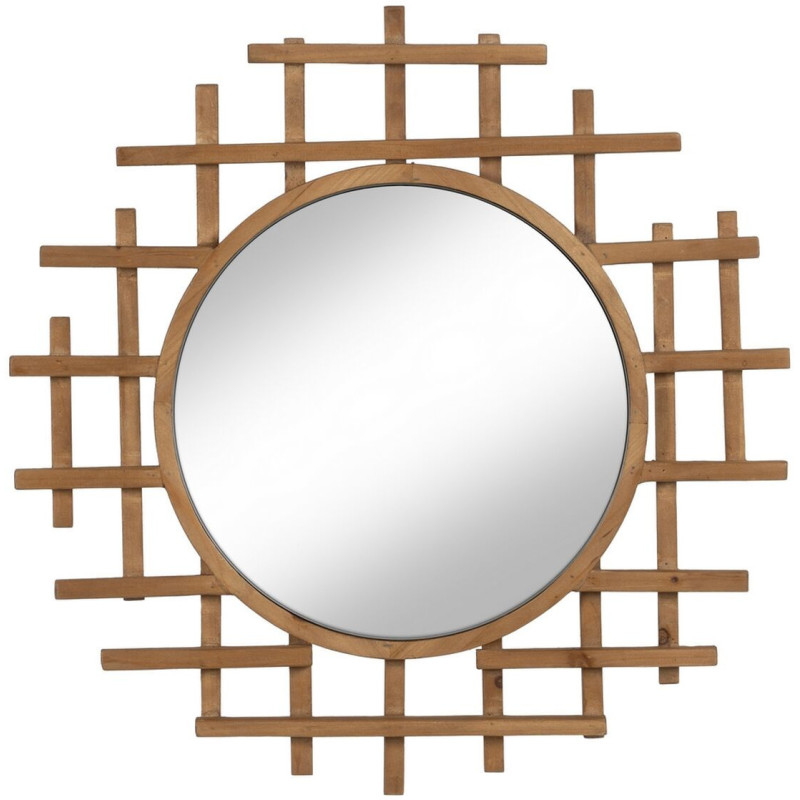 Miroir mural original Rond 64x62 en Bois de sapin Naturel Xyris - 1