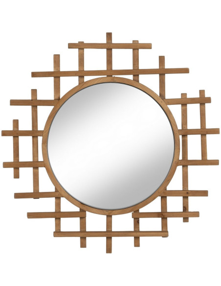 Miroir mural original Rond 64x62 en Bois de sapin Naturel Xyris - 1