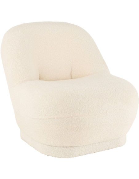Fauteuil Rond Teddy en Velours Blanc - 1