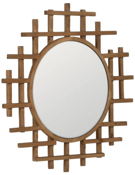 Miroir mural original Rond 64x62 en Bois de sapin Naturel Xyris - 2
