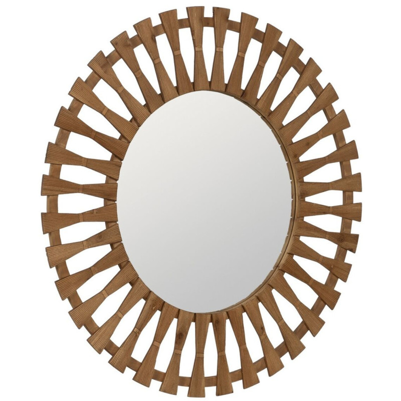 Grand Miroir mural orignal Rond 100x100 en Bois de sapin Naturel Alvenor - 2