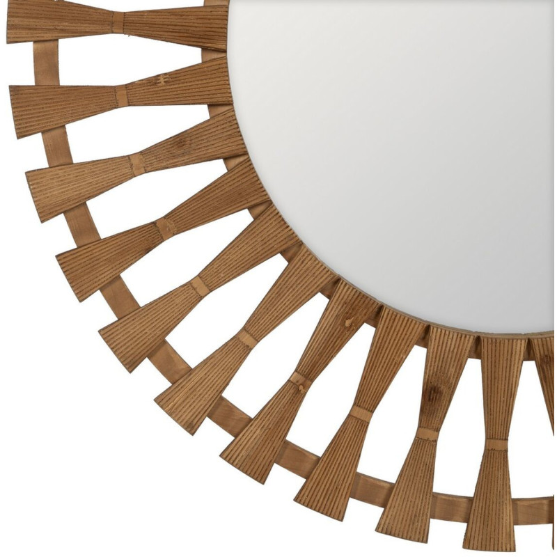 Grand Miroir mural orignal Rond 100x100 en Bois de sapin Naturel Alvenor - 4