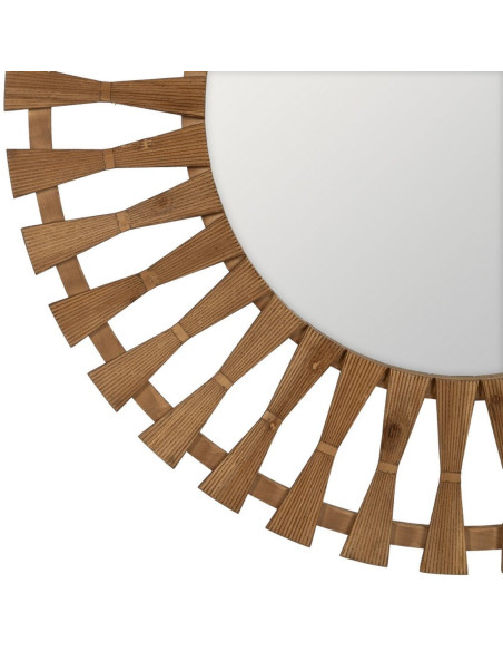 Grand Miroir mural orignal Rond 100x100 en Bois de sapin Naturel Alvenor - 4