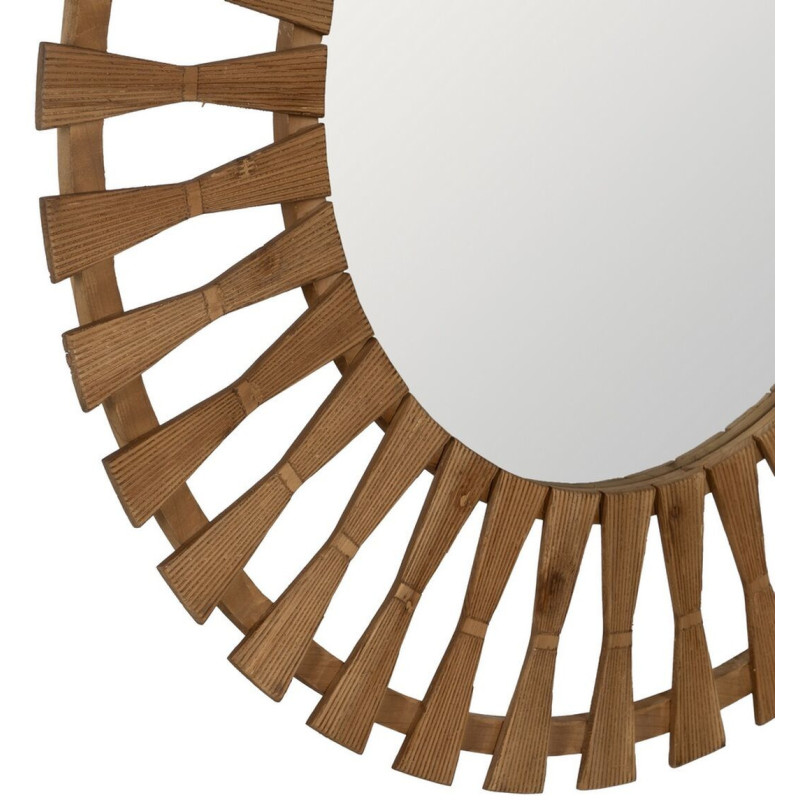 Grand Miroir mural orignal Rond 100x100 en Bois de sapin Naturel Alvenor - 5
