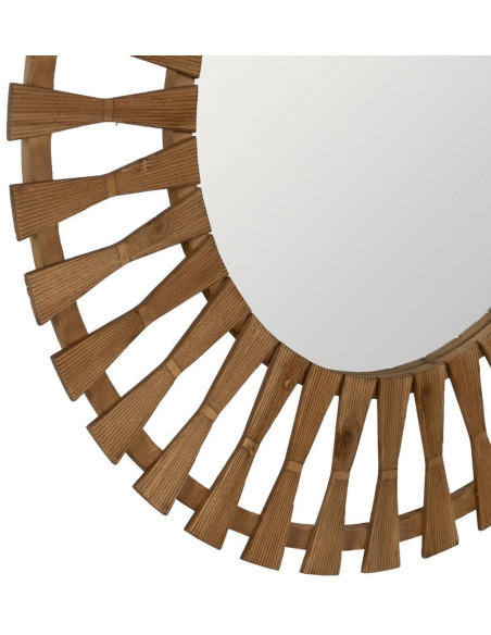 Grand Miroir mural orignal Rond 100x100 en Bois de sapin Naturel Alvenor - 5