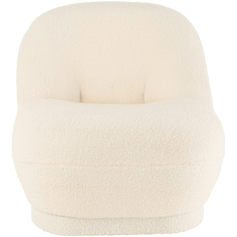 Fauteuil Rond Teddy en Velours Blanc - 3