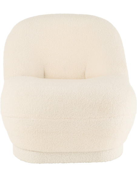 Fauteuil Rond Teddy en Velours Blanc - 3