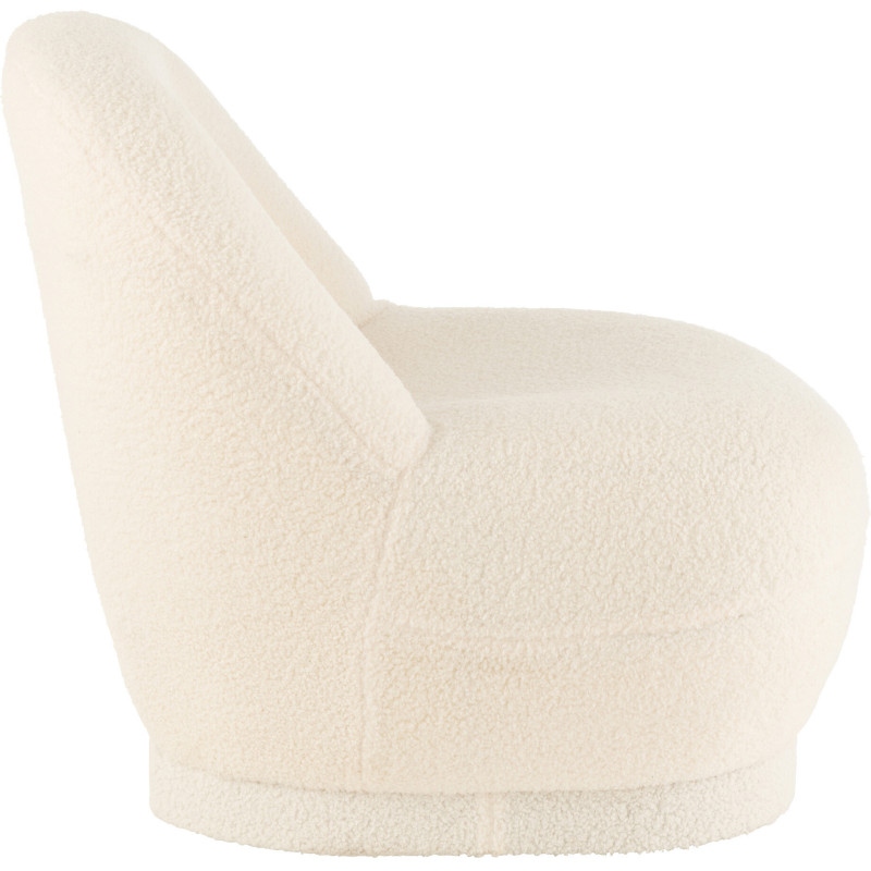 Fauteuil Rond Teddy en Velours Blanc - 4
