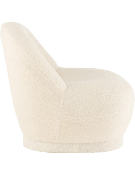 Fauteuil Rond Teddy en Velours Blanc - 4