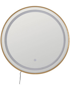 Grand Miroir mural lumineux tactile Rond 60x60 en Métal Doré Xerlin - 1