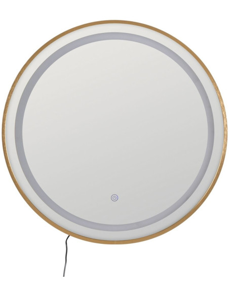 Grand Miroir mural lumineux tactile Rond 60x60 en Métal Doré Xerlin - 1