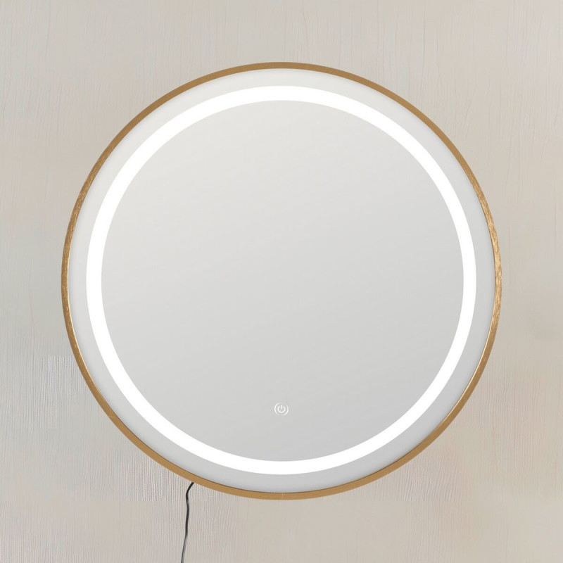 Grand Miroir mural lumineux tactile Rond 60x60 en Métal Doré Xerlin - 2