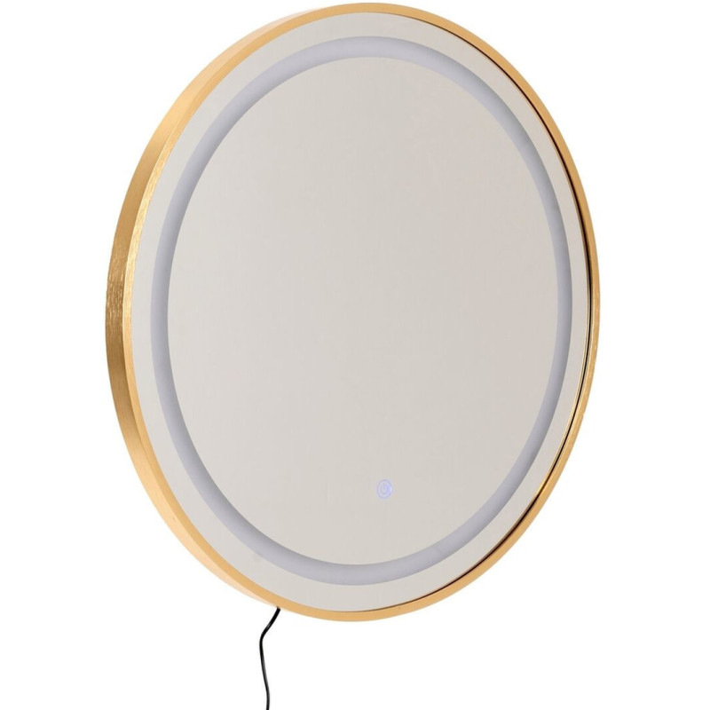 Grand Miroir mural lumineux tactile Rond 60x60 en Métal Doré Xerlin - 3
