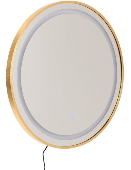 Grand Miroir mural lumineux tactile Rond 60x60 en Métal Doré Xerlin - 3