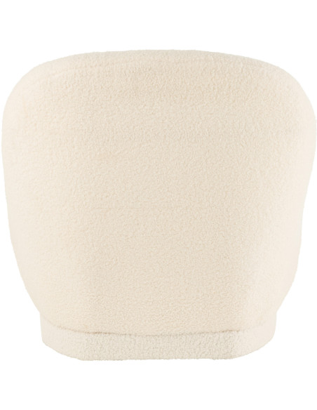 Fauteuil Rond Teddy en Velours Blanc - 5