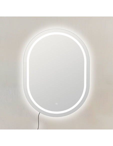 Grand Miroir mural lumineux tactile Ovale 60x80 en Calvyn - 2