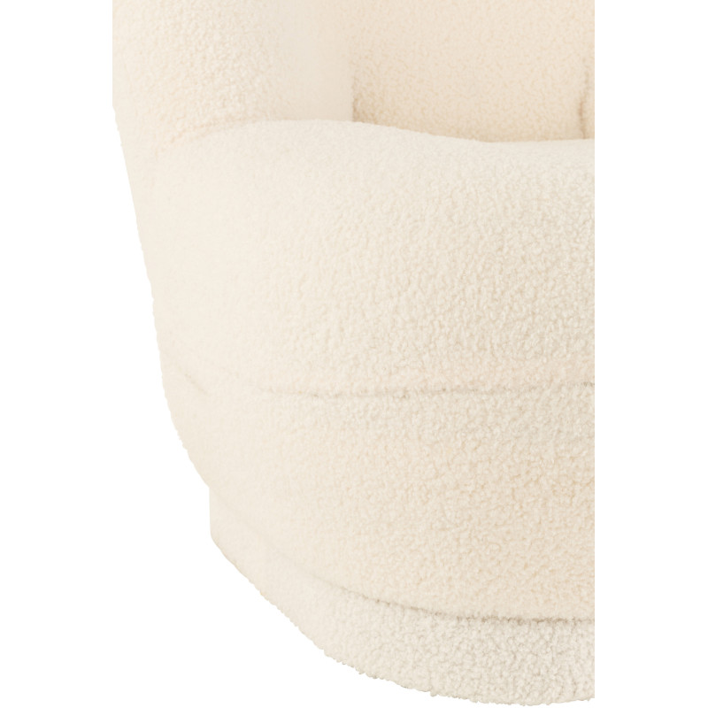 Fauteuil Rond Teddy en Velours Blanc - 6