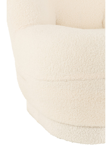 Fauteuil Rond Teddy en Velours Blanc - 6