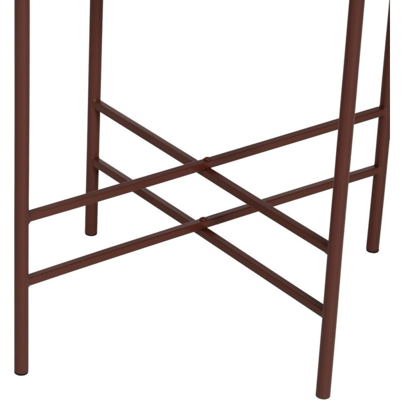 Table d'appoint industrielle Ovale en Métal Rouge bordeaux Verre Semi transparent Relyn - 5