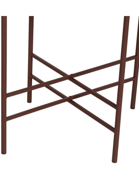 Table d'appoint industrielle Ovale en Métal Rouge bordeaux Verre Semi transparent Relyn - 5