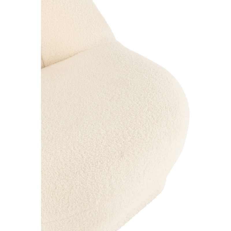 Fauteuil Rond Teddy en Velours Blanc - 7