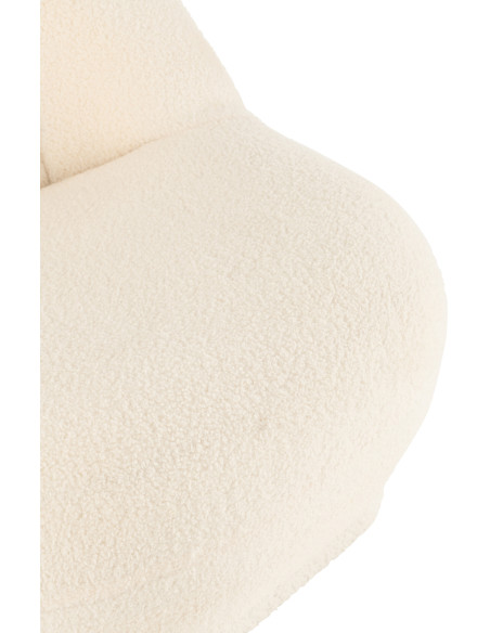 Fauteuil Rond Teddy en Velours Blanc - 7