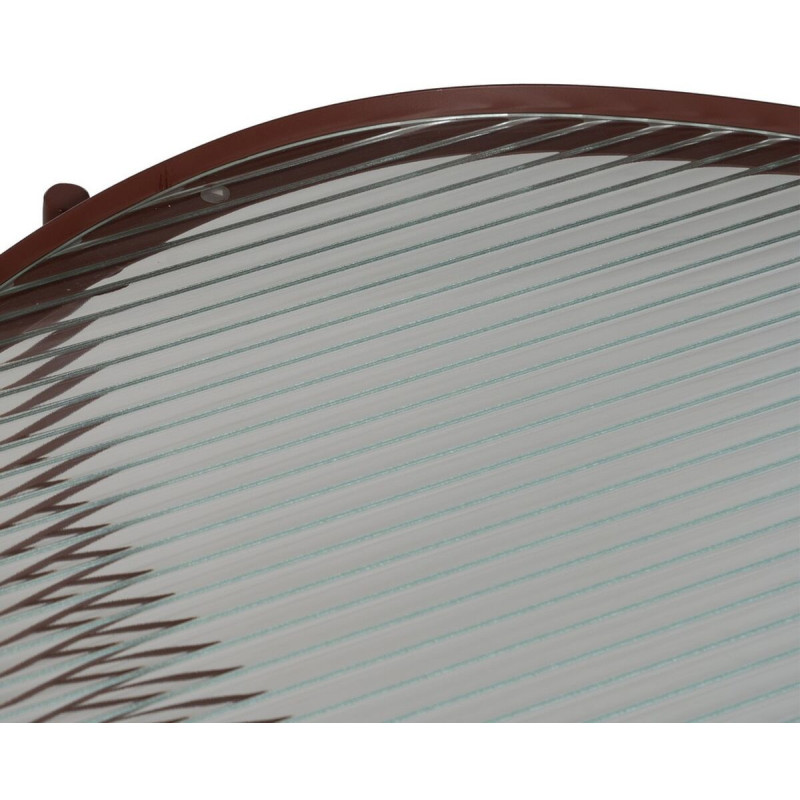 Table basse industrielle Ovale en Métal Rouge bordeaux Verre Semi transparent Relyn - 3