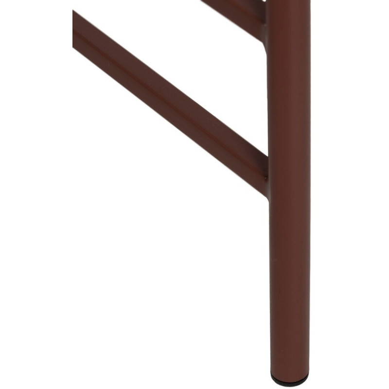 Table basse industrielle Ovale en Métal Rouge bordeaux Verre Semi transparent Relyn - 7