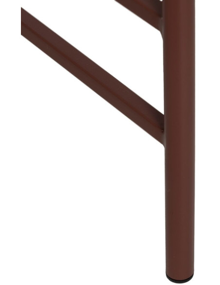 Table basse industrielle Ovale en Métal Rouge bordeaux Verre Semi transparent Relyn - 7