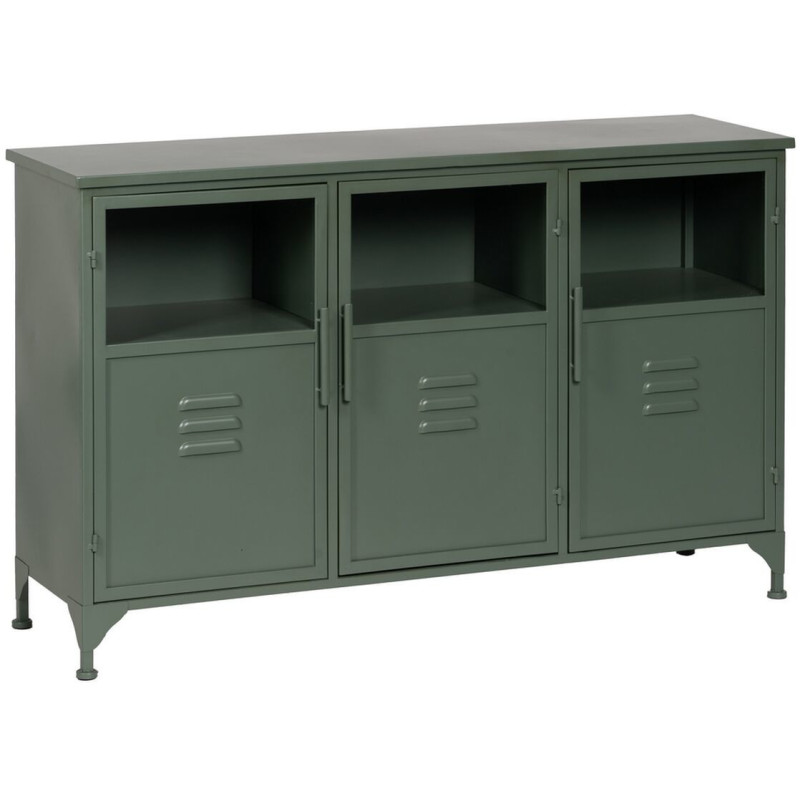 Buffet industriel Bas 3 portes en Métal Vert menthe Verre Transparent Caryl - 1