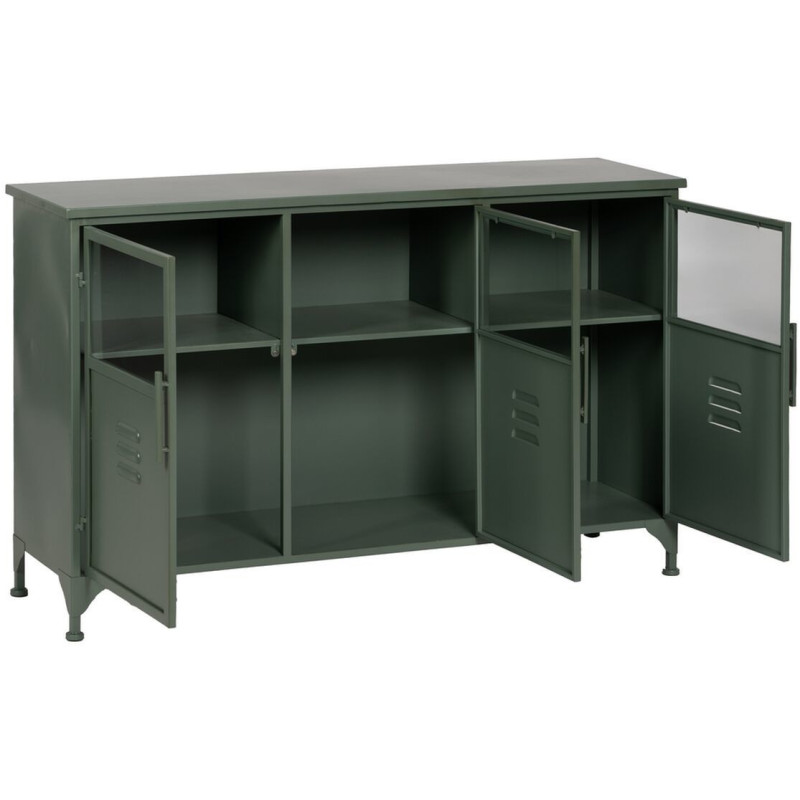 Buffet industriel Bas 3 portes en Métal Vert menthe Verre Transparent Caryl - 4