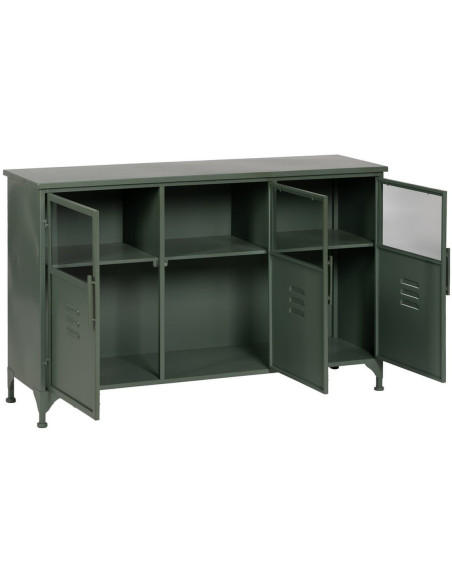 Buffet industriel Bas 3 portes en Métal Vert menthe Verre Transparent Caryl - 4