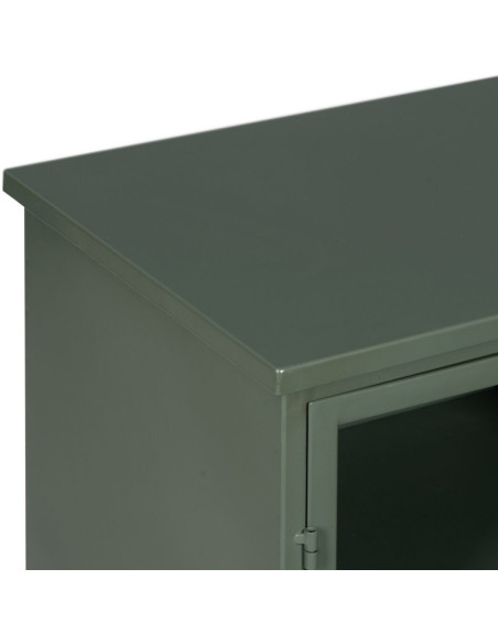 Buffet industriel Bas 3 portes en Métal Vert menthe Verre Transparent Caryl - 5