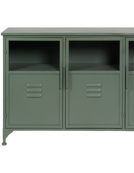 Buffet industriel Bas 3 portes en Métal Vert menthe Verre Transparent Caryl - 6