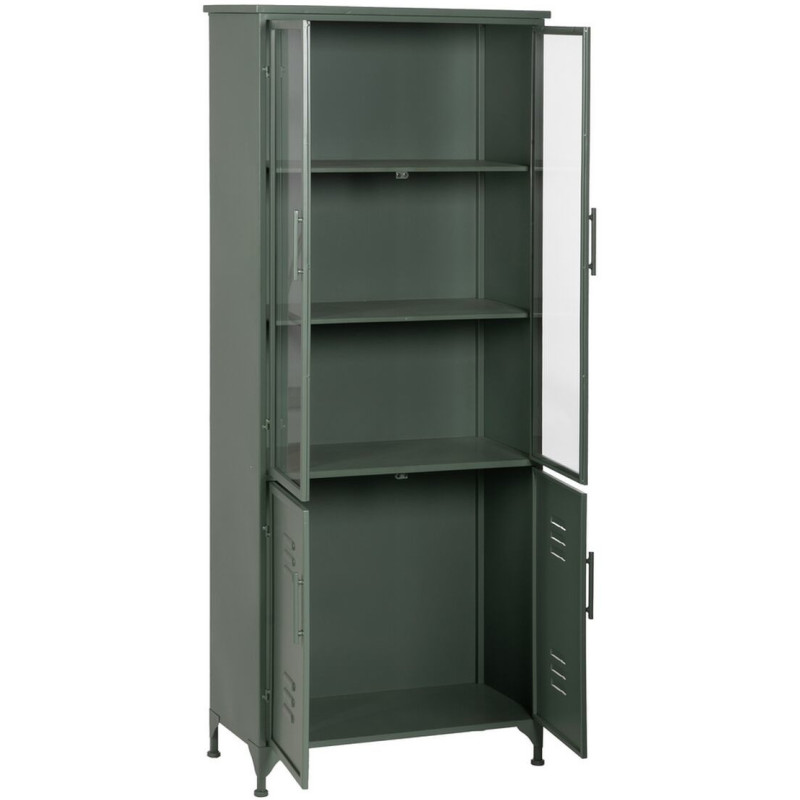 Grand Buffet Vitrine industriel Haut 4 portes en Métal Vert menthe Verre Transparent Caryl - 3