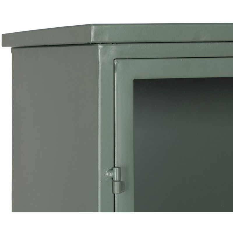 Grand Buffet Vitrine industriel Haut 4 portes en Métal Vert menthe Verre Transparent Caryl - 4