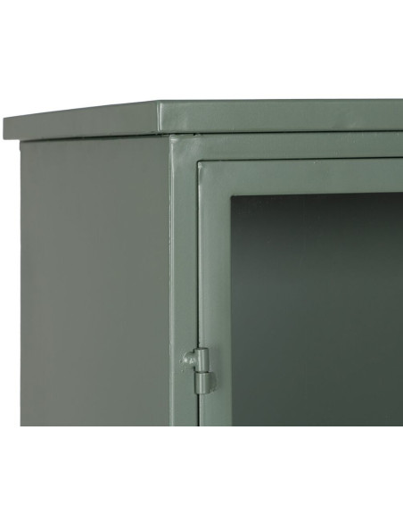 Grand Buffet Vitrine industriel Haut 4 portes en Métal Vert menthe Verre Transparent Caryl - 4