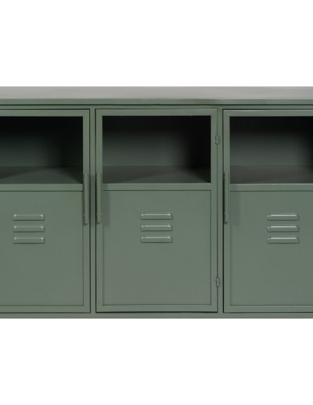 Grand Buffet Vitrine industriel Haut 4 portes en Métal Vert menthe Verre Transparent Caryl - 5