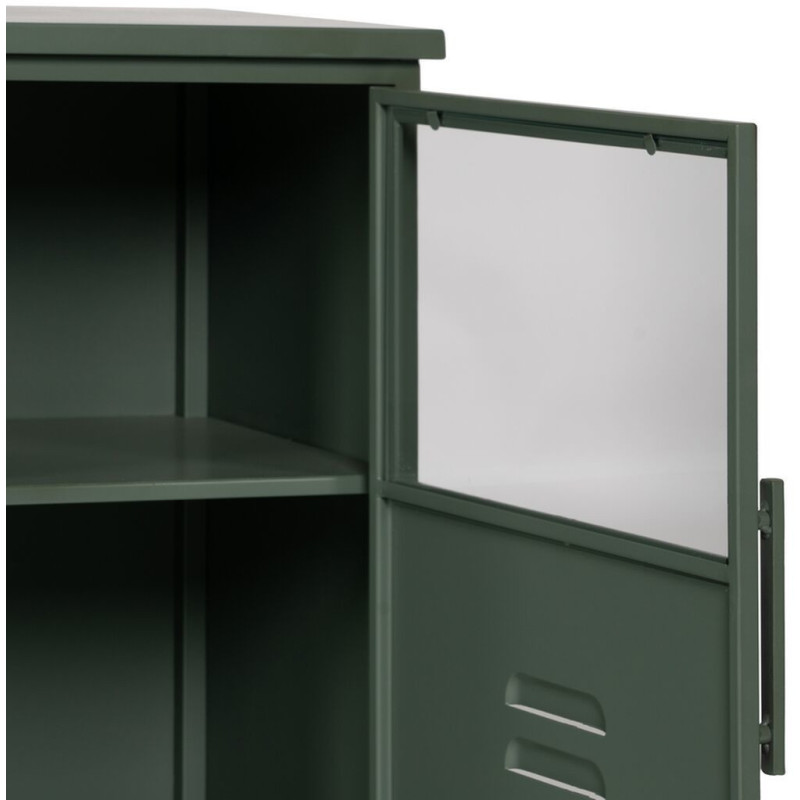 Grand Buffet Vitrine industriel Haut 4 portes en Métal Vert menthe Verre Transparent Caryl - 6