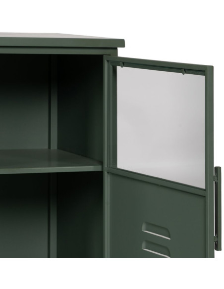 Grand Buffet Vitrine industriel Haut 4 portes en Métal Vert menthe Verre Transparent Caryl - 6