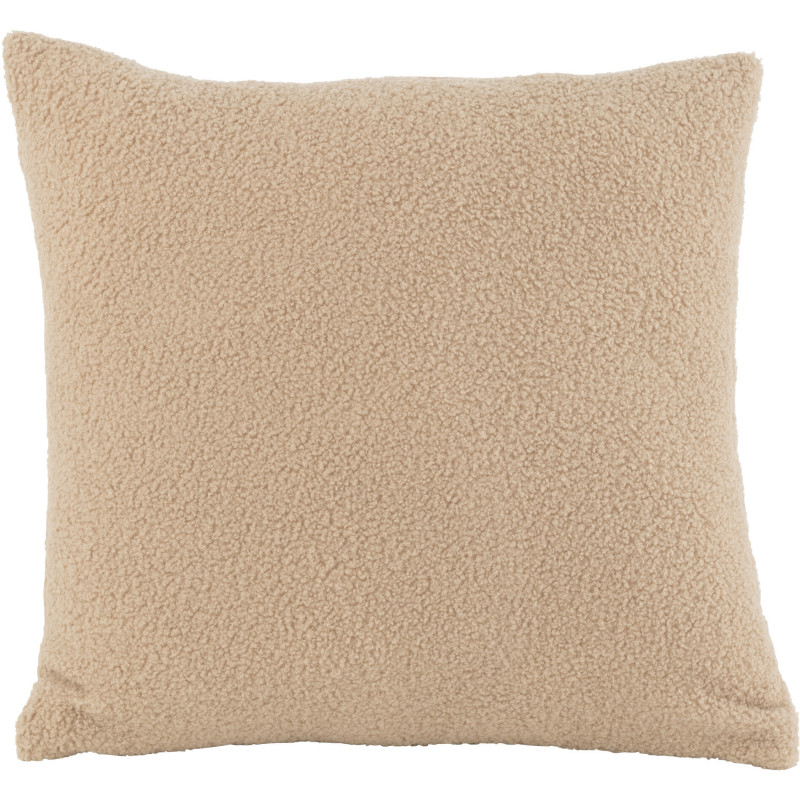 Coussin Carré Teddy 45x45 en Polyester Beige Effet bouclette - 1