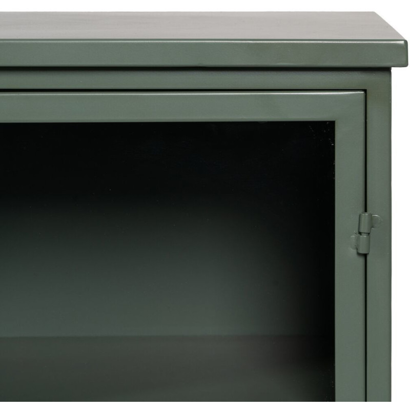 Grand Buffet Vitrine industriel Haut 4 portes en Métal Vert menthe Verre Transparent Caryl - 8