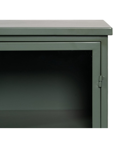 Grand Buffet Vitrine industriel Haut 4 portes en Métal Vert menthe Verre Transparent Caryl - 8