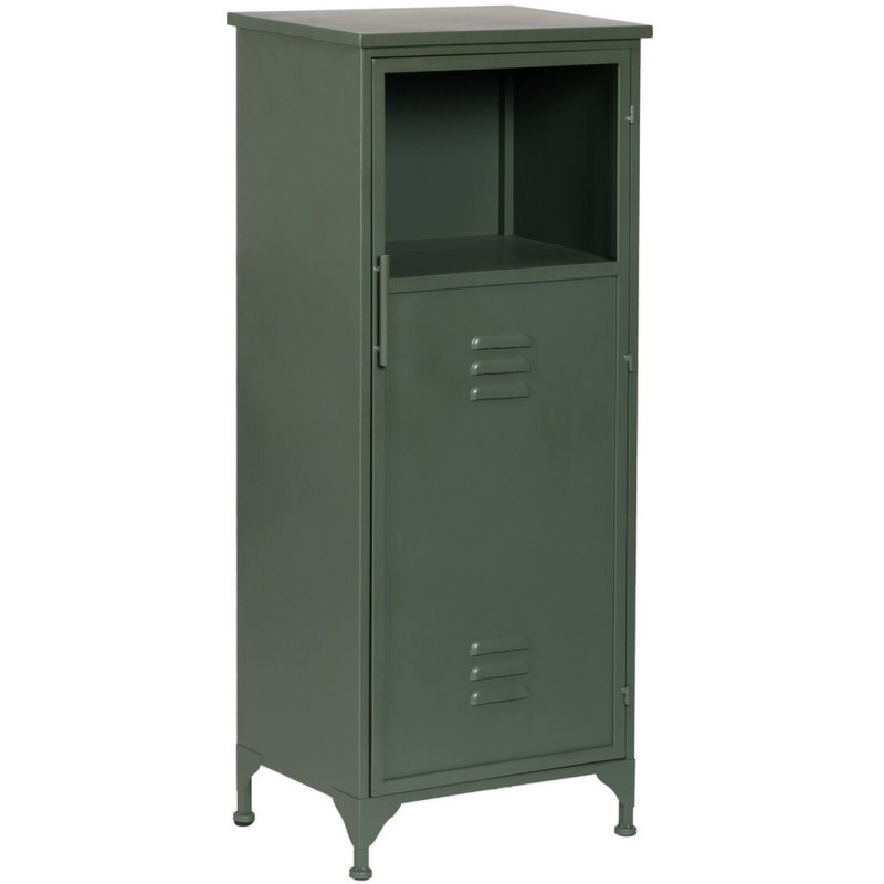 Buffet Vitrine industriel Bas 1 porte en Métal Vert menthe Verre Transparent Caryl - 1