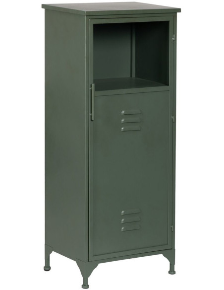 Buffet Vitrine industriel Bas 1 porte en Métal Vert menthe Verre Transparent Caryl - 1