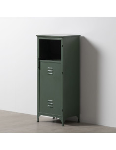 Buffet Vitrine industriel Bas 1 porte en Métal Vert menthe Verre Transparent Caryl - 2