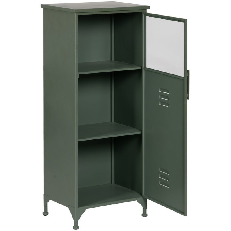 Buffet Vitrine industriel Bas 1 porte en Métal Vert menthe Verre Transparent Caryl - 3