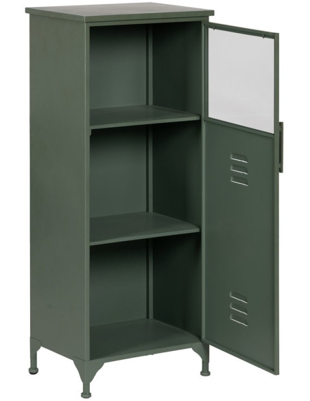 Buffet Vitrine industriel Bas 1 porte en Métal Vert menthe Verre Transparent Caryl - 3